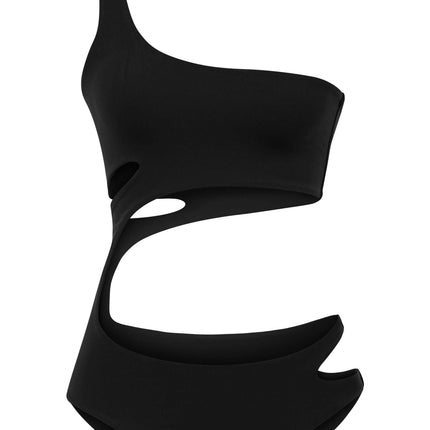 JENDUE Ocean Cutout Swimwear - One-Shoulder Monokini