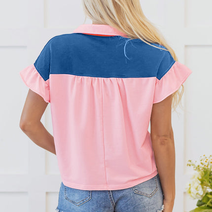 Carolina Ruffled Half Button Top