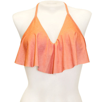 Loco Boutique Linen Flower Long Flounce Front Underwire