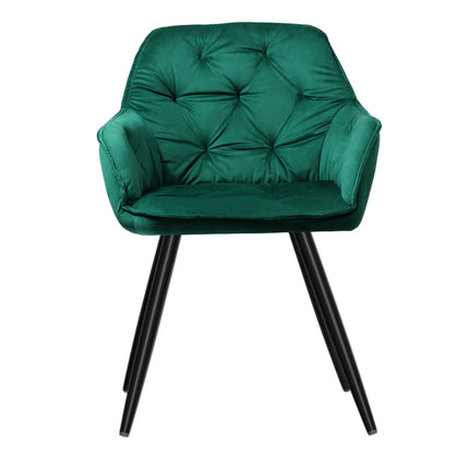 NNEDSZ Set of 2 Calivia Dining Chairs Kitchen Chairs Upholstered Velvet Green