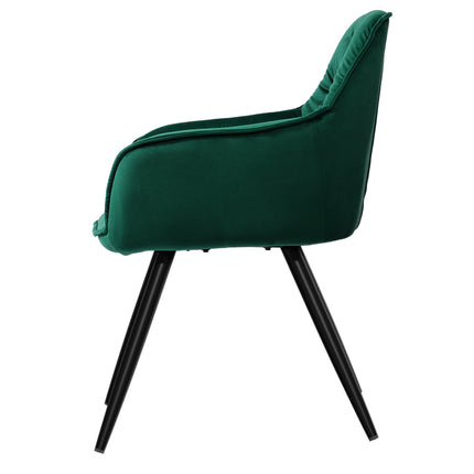 NNEDSZ Set of 2 Calivia Dining Chairs Kitchen Chairs Upholstered Velvet Green