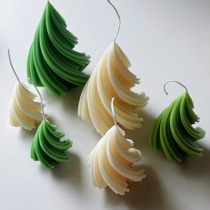 Swirling Christmas Tree Candles | Sculptural Holiday Décor