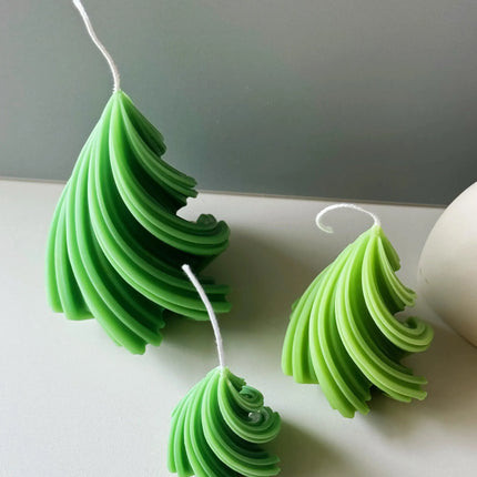 Swirling Christmas Tree Candles | Sculptural Holiday Décor