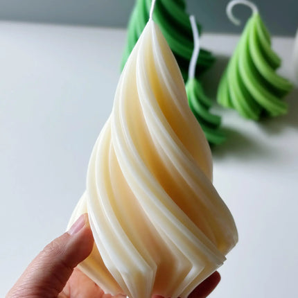 Swirling Christmas Tree Candles | Sculptural Holiday Décor