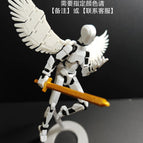 Doll [Color Random] + [Bracket] + [Angel Wings] Gesture +4 weapons(3D printing, spell the finished product hair)