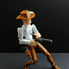 Western Denim 2 [leg with holster] gift gesture + cowboy hat +2 revolver(3D printing, spell the finished product hair)
