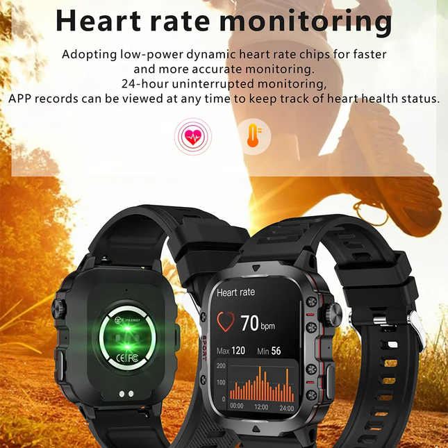 Smart Watch Fitness Bluetooth Call Waterproof (Black)