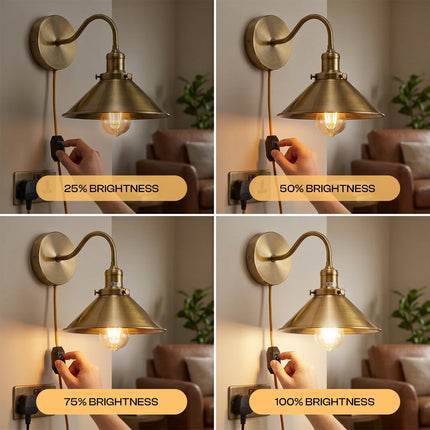 Plug in Wall Lighting 2M Cable Dimmer Switch Light Fittings~5303