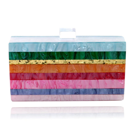 Dreaming Rainbow Stripe Women's Acrylic Box Clutch
