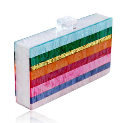 Dreaming Rainbow Stripe Women's Acrylic Box Clutch