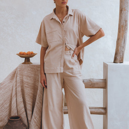 Raya Wide Leg Linen Pants
