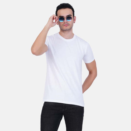 Round Neck Tshirt White Cotton Tshirt for men and women for summer breathable cool soft fine fabric