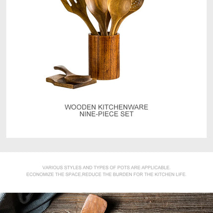 9-Piece Wooden Kitchen Utensil Set
