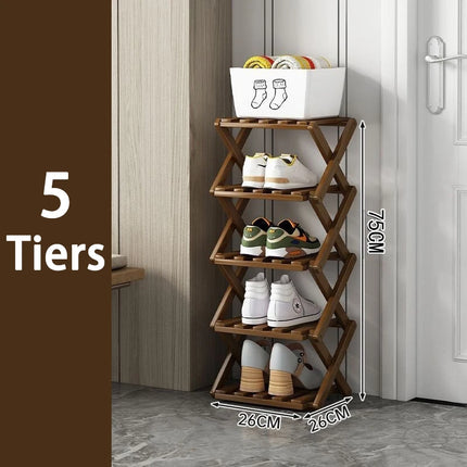Foldable Bamboo Shoe Rack
