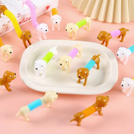 10-Piece Dog Pop Tube Toy Set