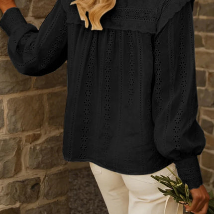 Women's Lace-Up Embroidered Blouse
