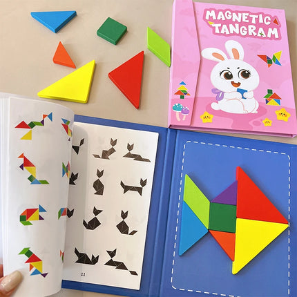 Magnetic 3D Geometric Tangram Puzzle Board for Kids