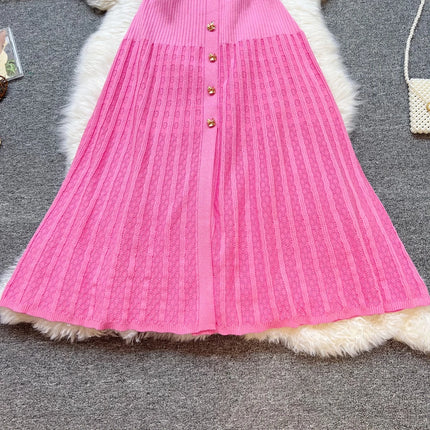 Elegant Patchwork Knitted Long Dress
