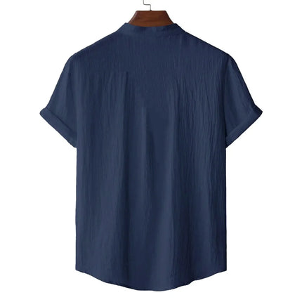 Men's Cotton Linen Henley T-Shirt