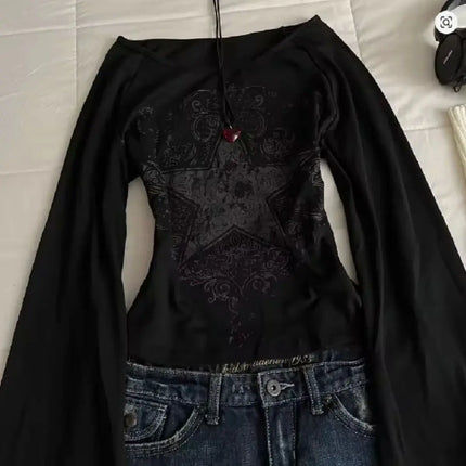 Women's Y2K Grunge Graphic Long Sleeve T-Shirt