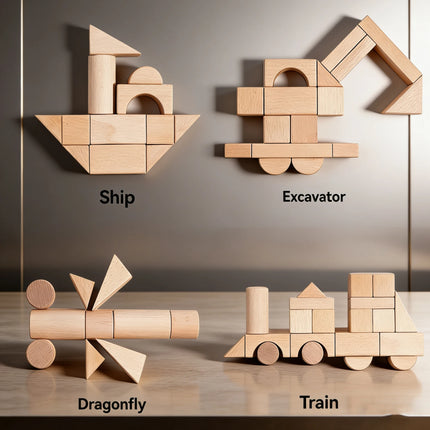 100-Piece Natural Wooden Building Blocks Set for Kids