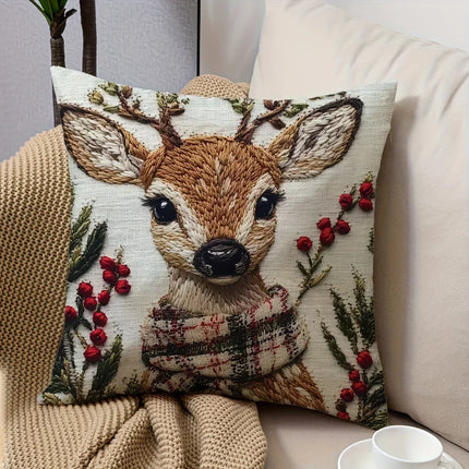 Christmas Reindeer Throw Pillow Cover
