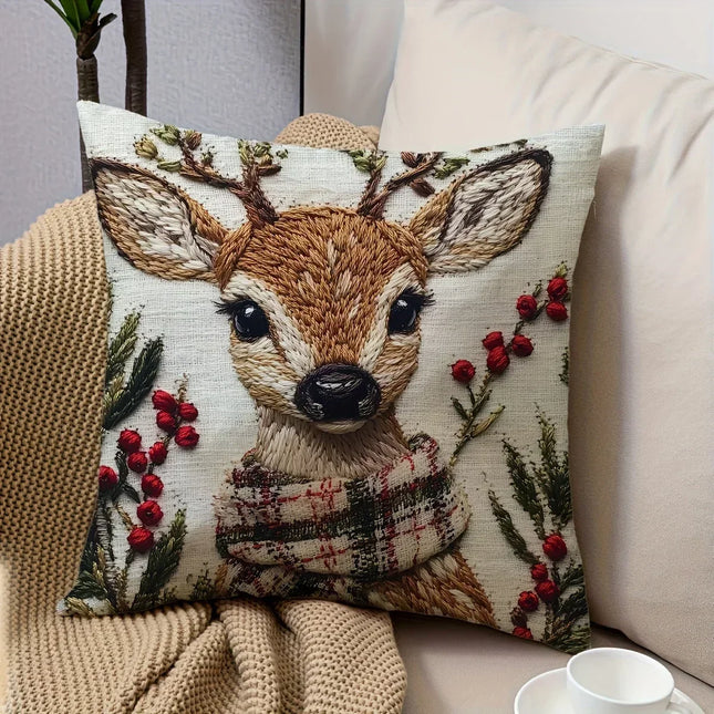 Christmas Reindeer Throw Pillow Cover