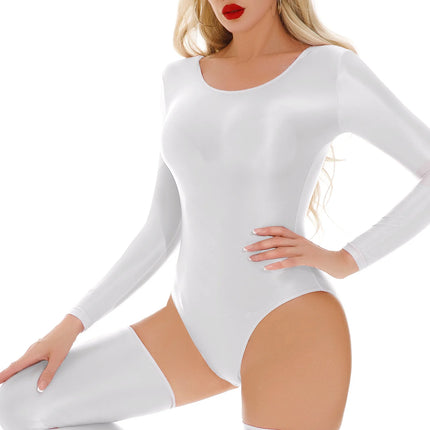 Women's Glossy Long-Sleeve Bodysuit