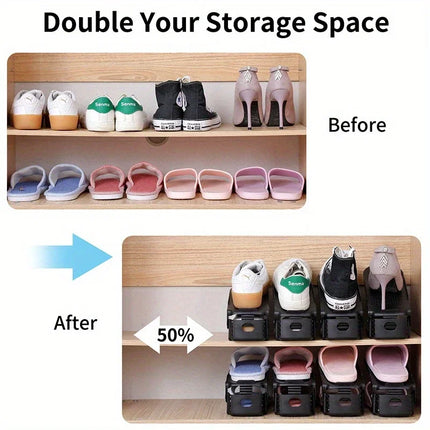 Adjustable Double-Layer Plastic Shoe Rack