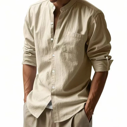 Men’s Cotton Linen Henley Shirt