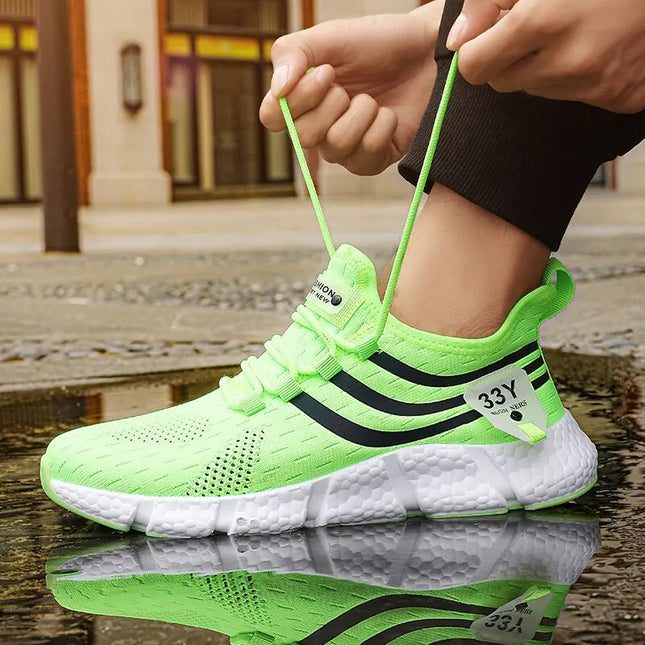 Men's Black Breathable Mesh Sports Sneakers