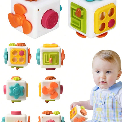 6-in-1 Montessori Sensory Busy Board Activity Cube for Kids