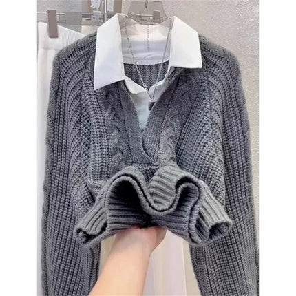 Women's Two-Piece Style Knitted Sweater