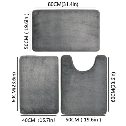 3-Piece Bathroom Floor Mat Set