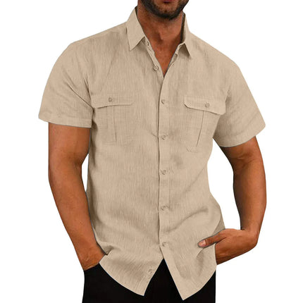 Men’s Linen Stand Collar Shirt