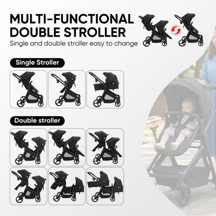 Lightweight Foldable Twin Baby Stroller