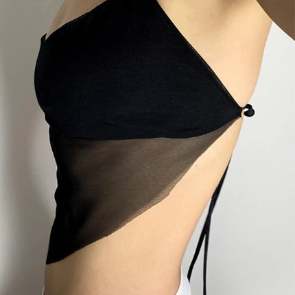 Women's Mesh Halter Crop Top