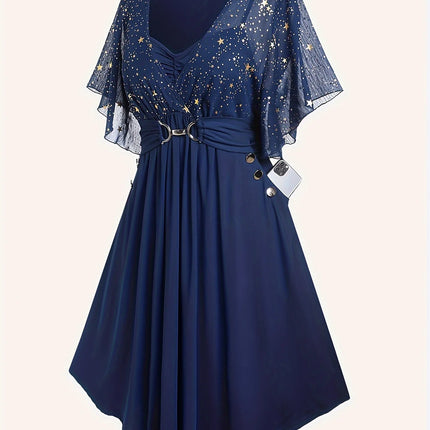 Star Print Pleated Dress