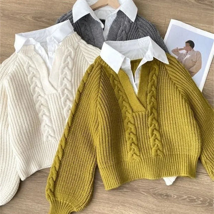 Women's Two-Piece Style Knitted Sweater