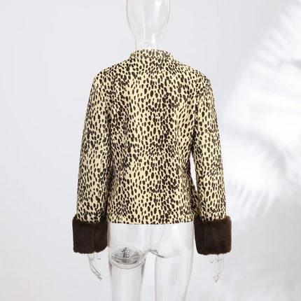 Women's Leopard Print Fur Jacket