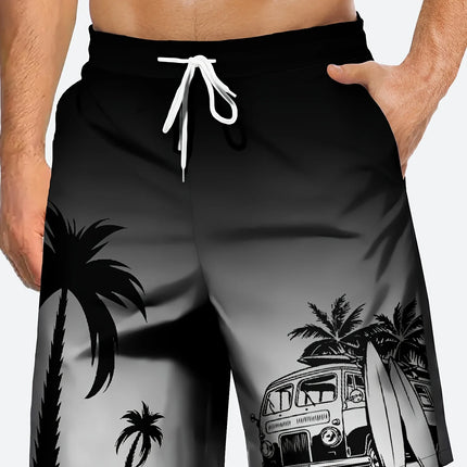 Coconut Tree Print Beach Shorts