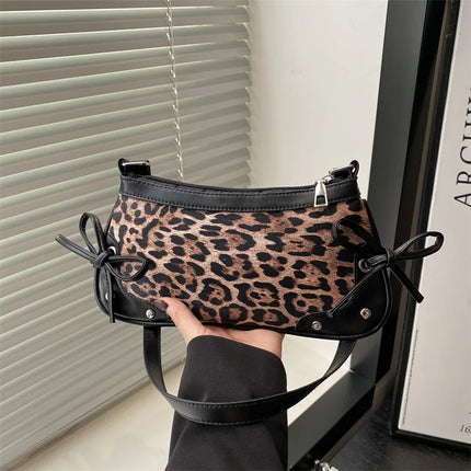 New Armpit Bag Trendy Shoulder Bag Sweet Double Bow Handbag Women's Bag Retro Simple Fashion Armpit Bags