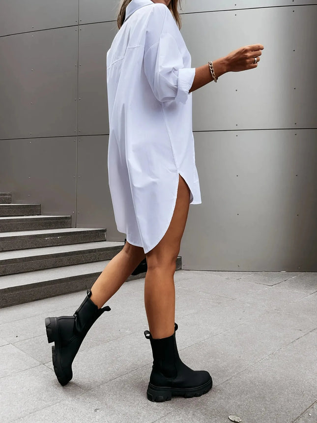 Long-Sleeve Button-Front Shirt Dress