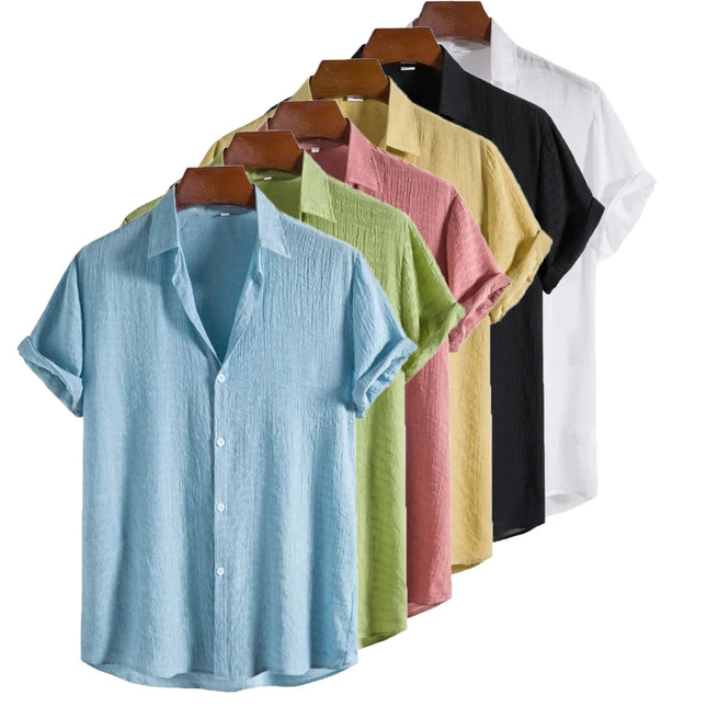 Men’s Short-Sleeve Cotton Linen Shirt