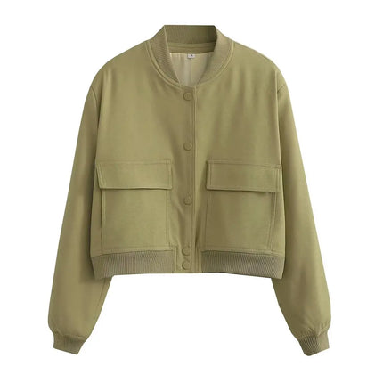 Women's V-Neck Bomber Jacket