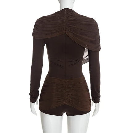 Women's Mesh Patchwork Slim-Fit Romper