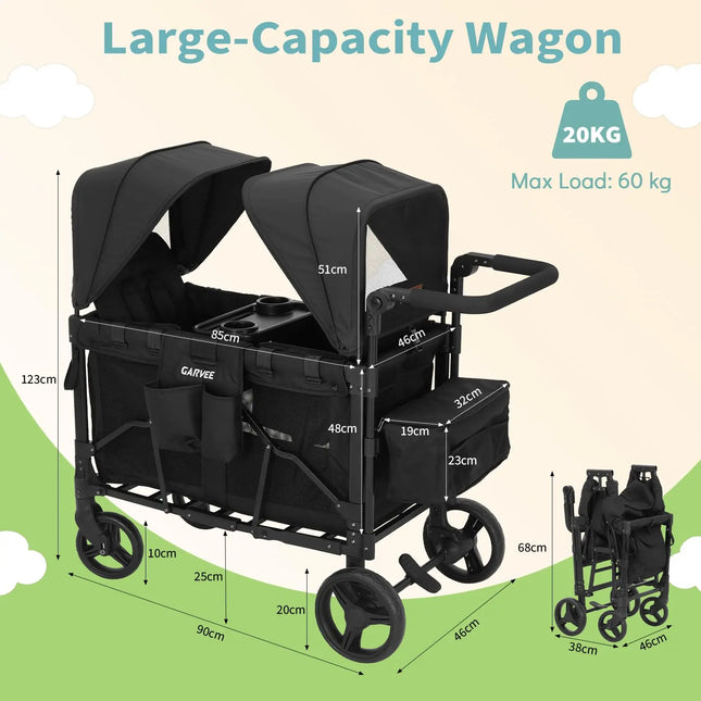 2-in-1 Double Baby Stroller Wagon