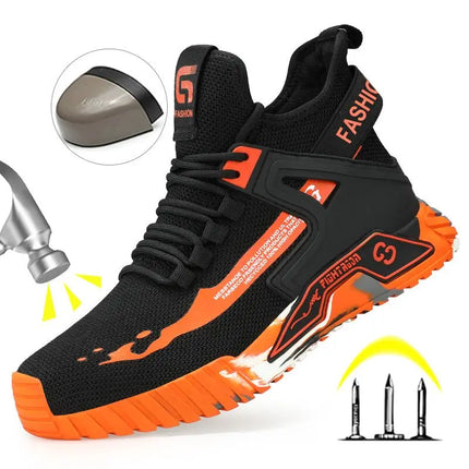 High-Top Steel Toe Safety Work Boots