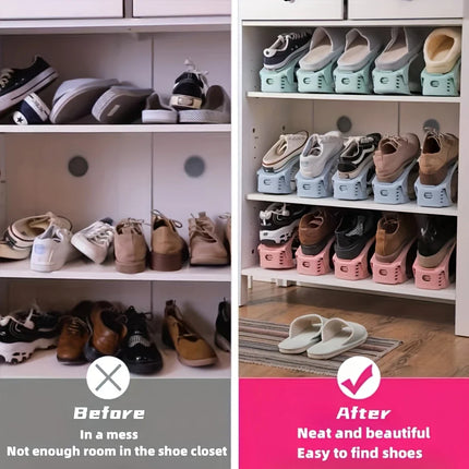 Adjustable Double-Layer Plastic Shoe Rack