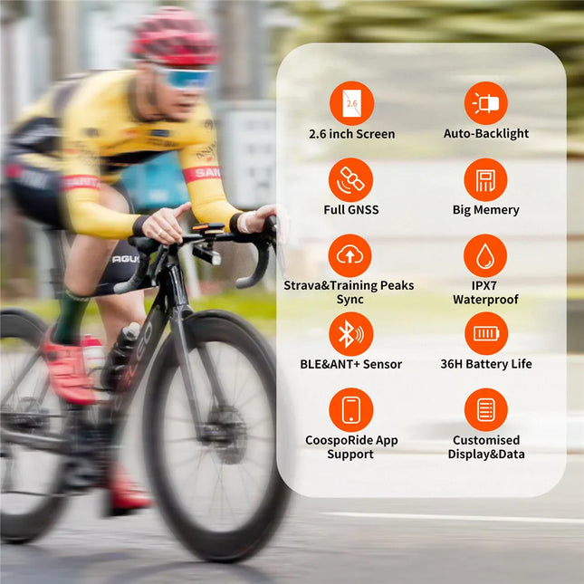 GPS Bike Computer with 2.6-Inch Screen